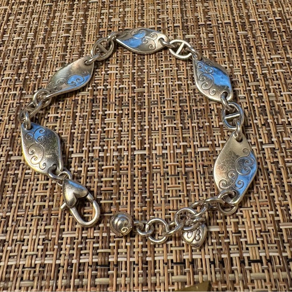 Brighton Twirl Twist Silver Plated Scrollwork Bracelet Links Etched Swirl Leaf - Picture 4 of 4